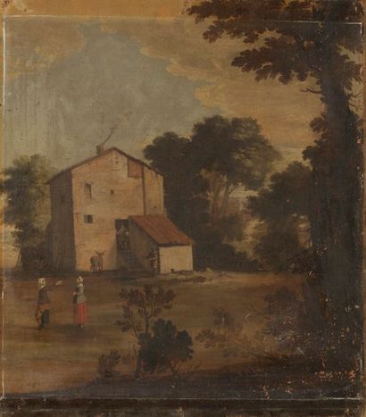 null École HOLLANDAISE vers 1800
Paysage au moulin & Devant le hameau
Paire de toiles...